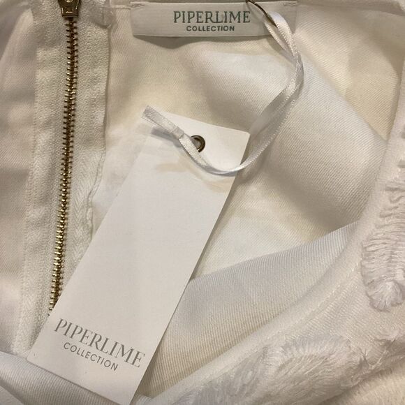 NWT Piperlime Textured Lined White Dress Size Medium - Picture 7 of 11